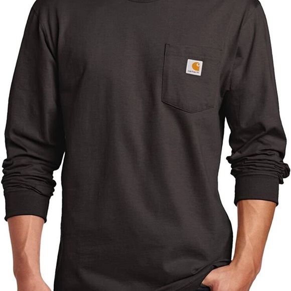 Carhartt Loose Fit Heavyweight Long-Sleeve Classic Pocket Tshirt Black Work - Picture 2 of 8